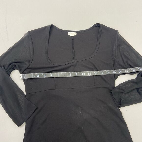 XOXO Black Embellished Sheer Long Sleeve Sheath Dress Size M Square Neck - Picture 8 of 8